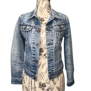 Madewell Denim Jacket XS Blue Stretch Button Front Classic Jean Jacket